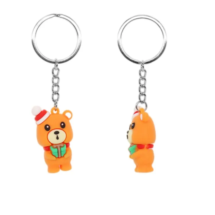 Customizable Cute Bear 3D Mini Keychain Soft PVC & Silicone Rubber Love Souvenir & Carabiner with Custom Logo for Promotions