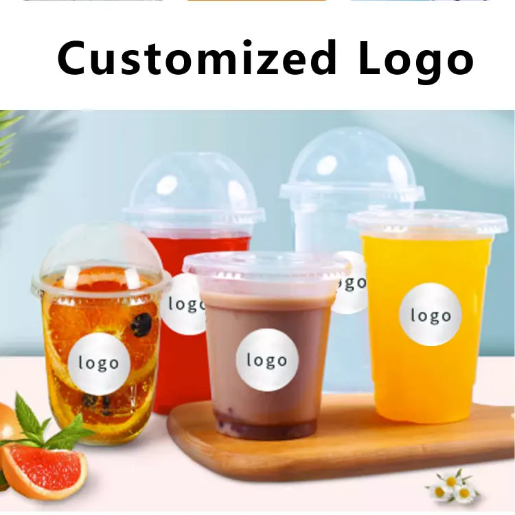 90mm 8ozpp Pet U Shape Cup 16oz Bubble Tea Milk Tea Cup Custom Logo