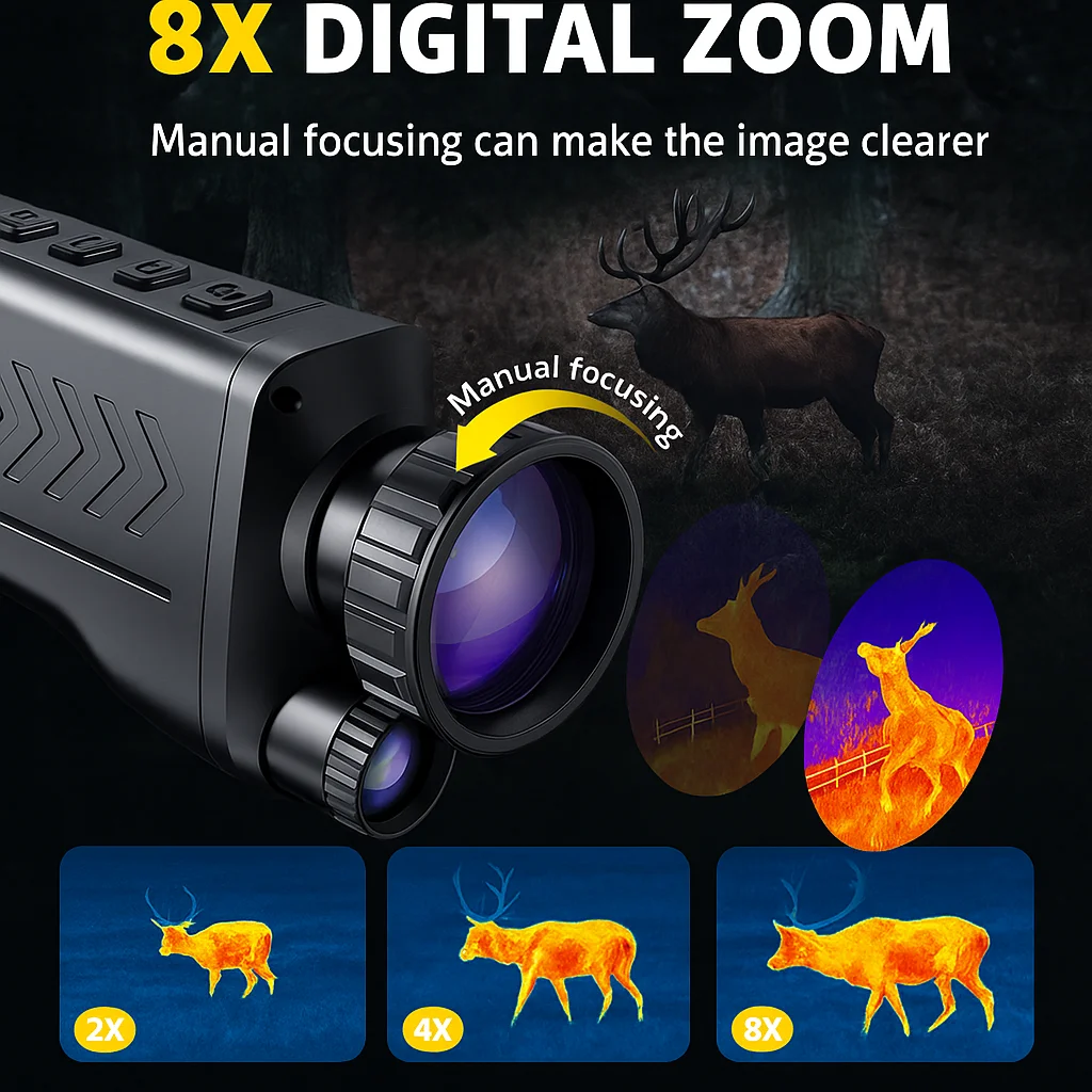 Digital Night Monocular, 800m Night/3000m Low-Light Range - View #2