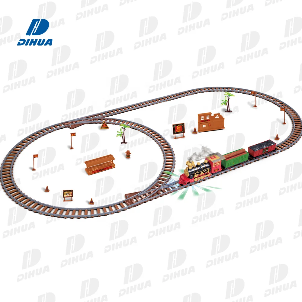 Mist Spraying Train Battery Operated Electric Train DIY Assemble Track Toy Set with Realistic Train Sound and Lights 207 PCS