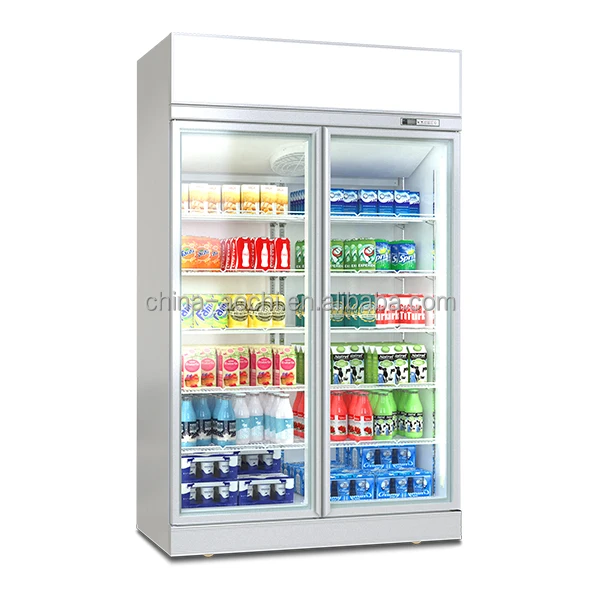 業務用ペプシ冷蔵庫 縦型飲料用 1000L ショーケース ガラス扉 冷蔵庫