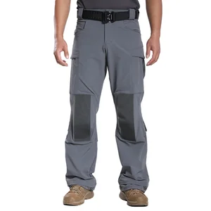 YINREN Formal Men's Tactical Pants with Knee Pads Waterproof & Windproof Canvas Fabric Mid Rise Light Wash Flat Front