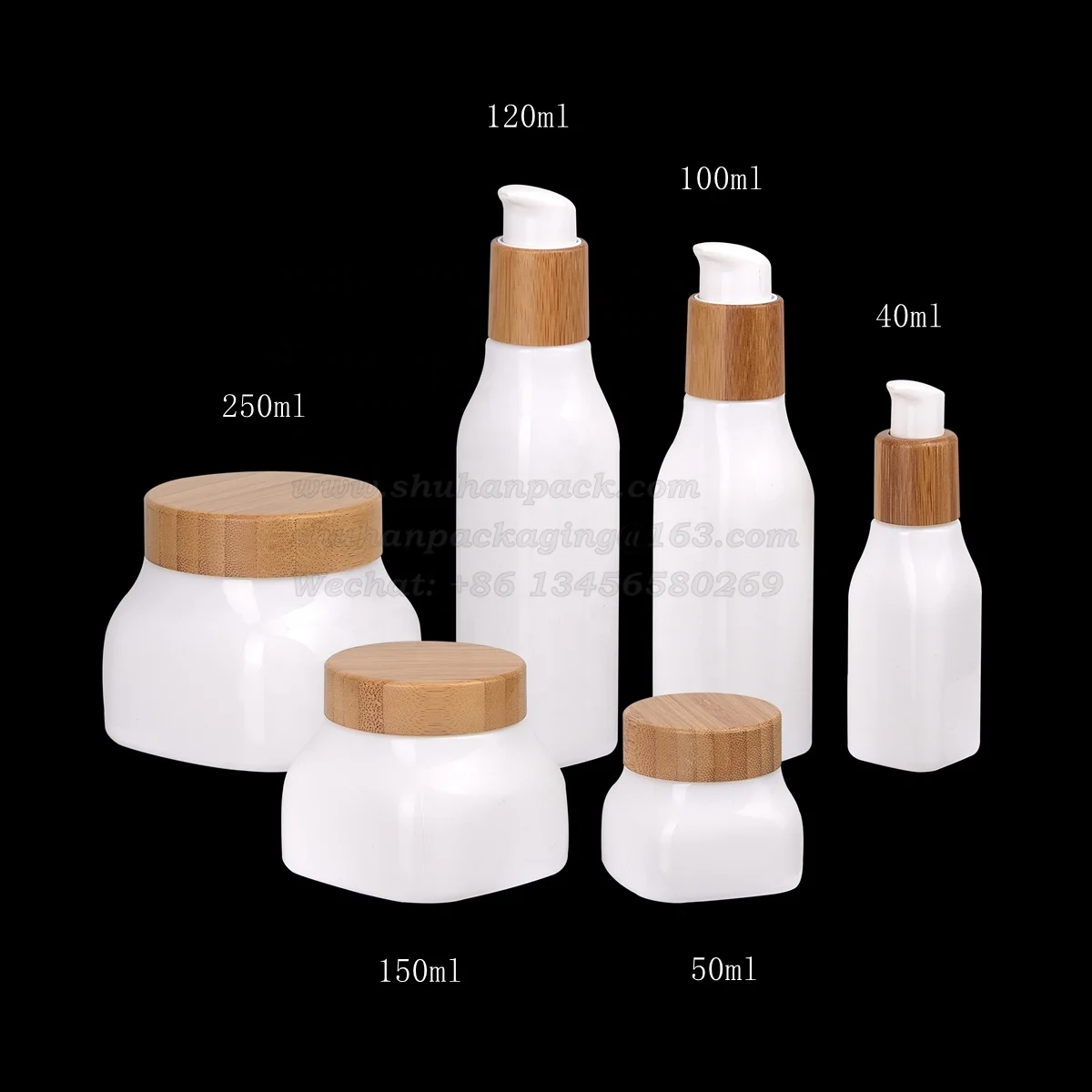 150ml Glass Jar Skin Care Face Cream Cosmetic Jars 150g Glass Jar with Bamboo Lid