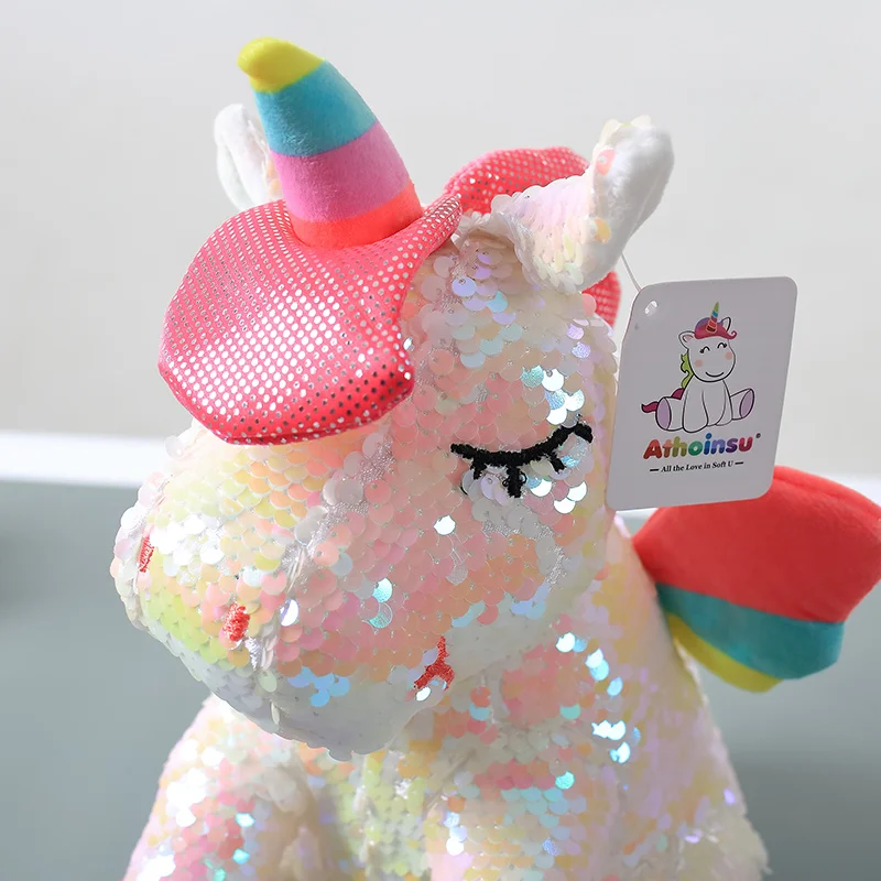 Flip Sequin unicorn pillow(not cover) w/stuffing 30cm Toys Soft