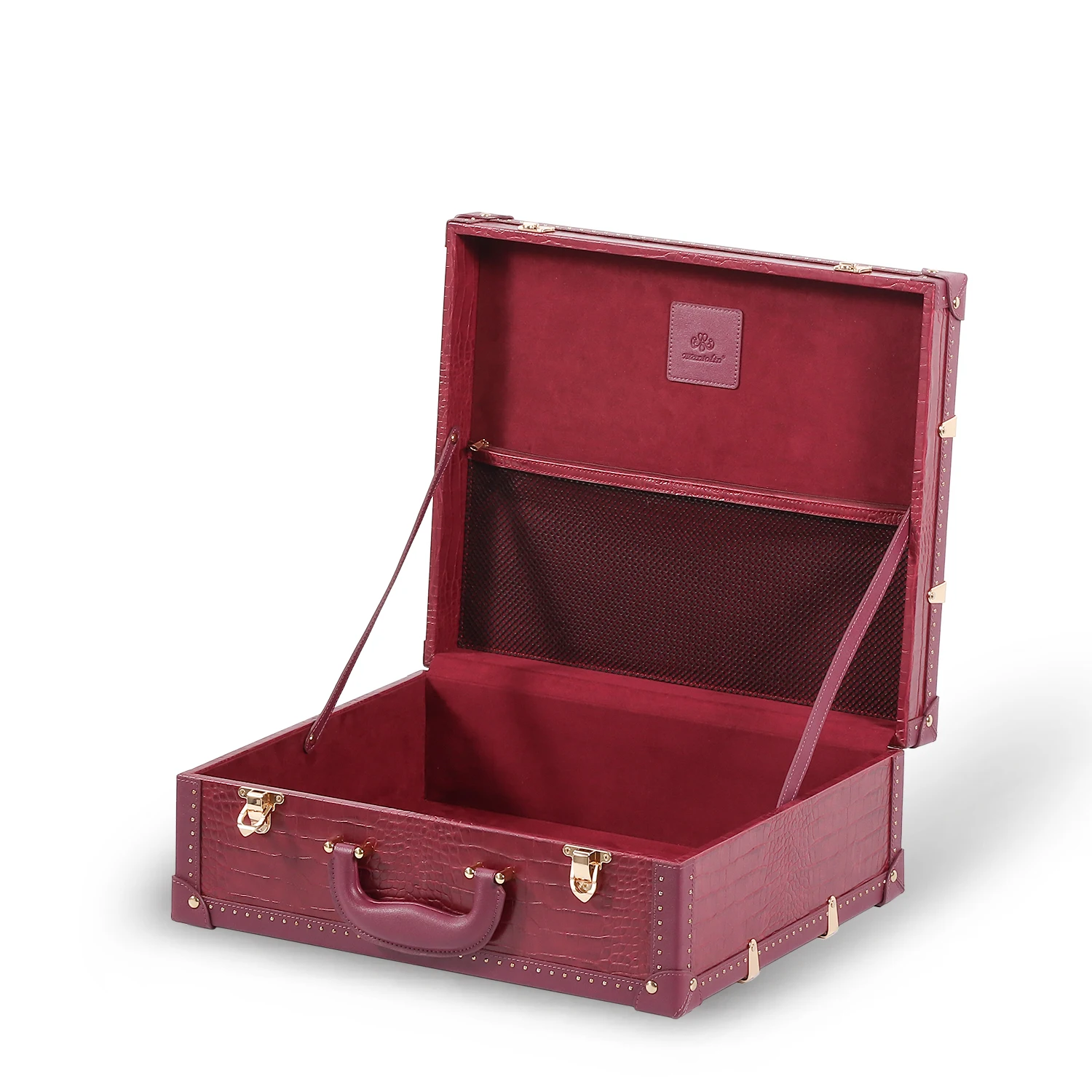 Custom Vintage Wooden Trunk Box Mini PU Leather Travel Suitcase Luggage Set Luxury Classic Simple Style for Women