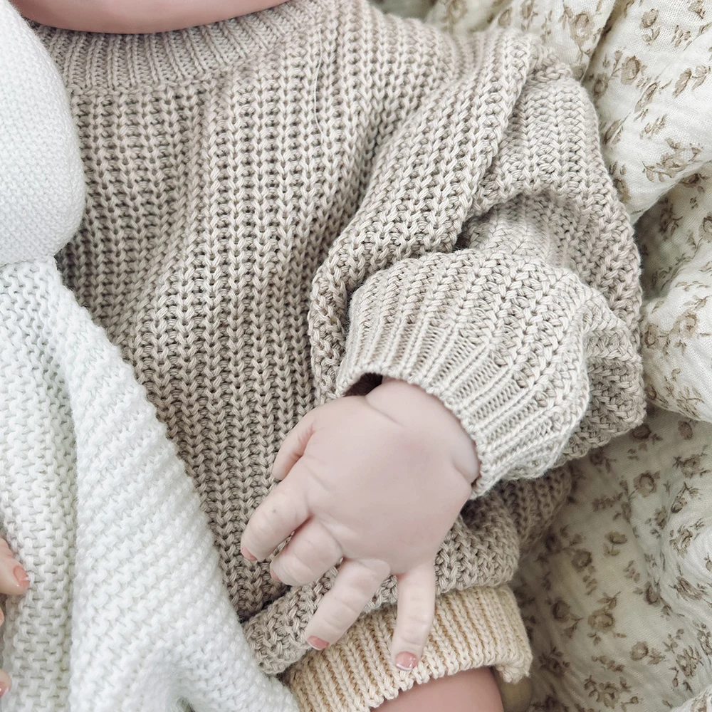 Wholesale Winter Warm Jumper Kids Solid Color Custom Logo Knit Baby