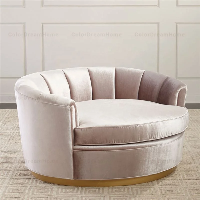 Round Single Sofa Set Solid Wood Structure Multiple Color