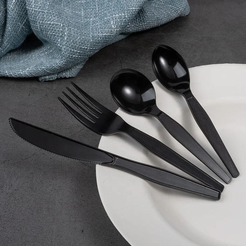 Polystyrene Black Ps Cutlery Kit Individually Wrapped Cutlery Kits