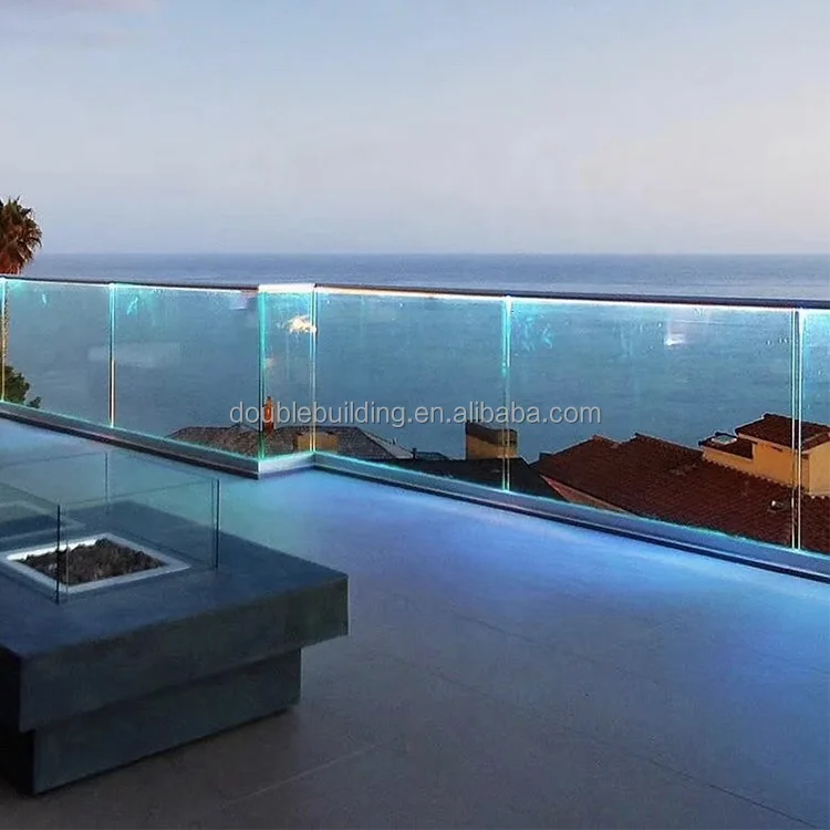 Customized U Channel Glass railing Aluminum Railings with Led Light Modern Design for Terrace From China manufacture