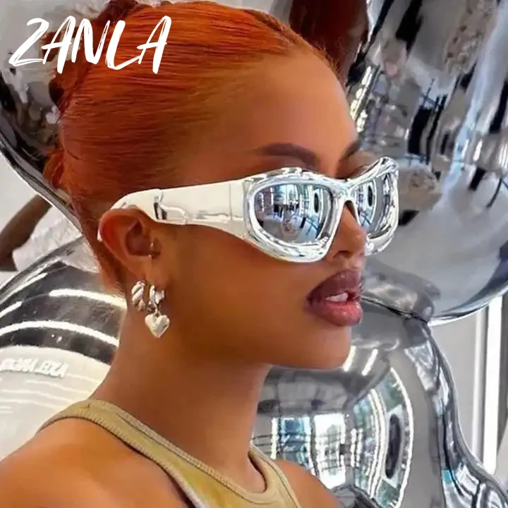2024 Fashion Blue Mirror Y2k Sunglasses Women Vintage