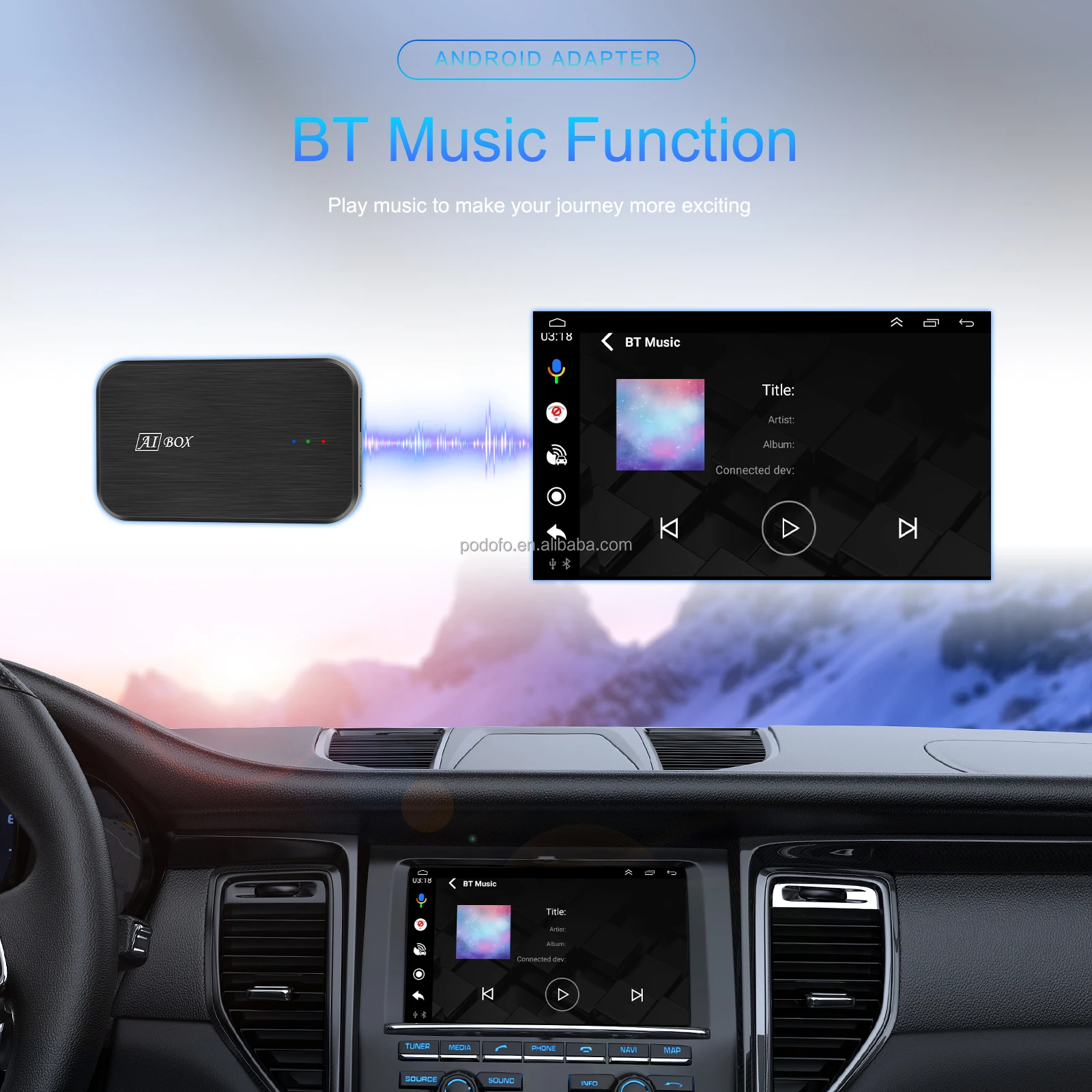 Podofo Android Carplay Ai Box 2+32gb Wireless Car Box Original Car