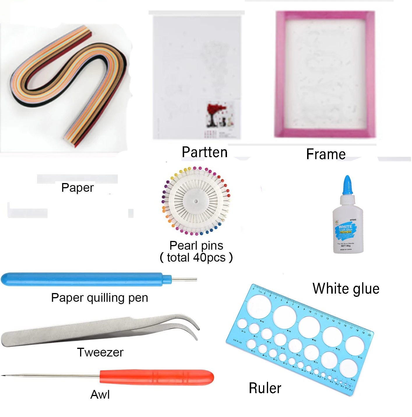 9pcs Paper Quiling Kit Beginner's Quilling Set DIY Paper Craft Kit with Photo Frame for Quill Art,Home Decoration