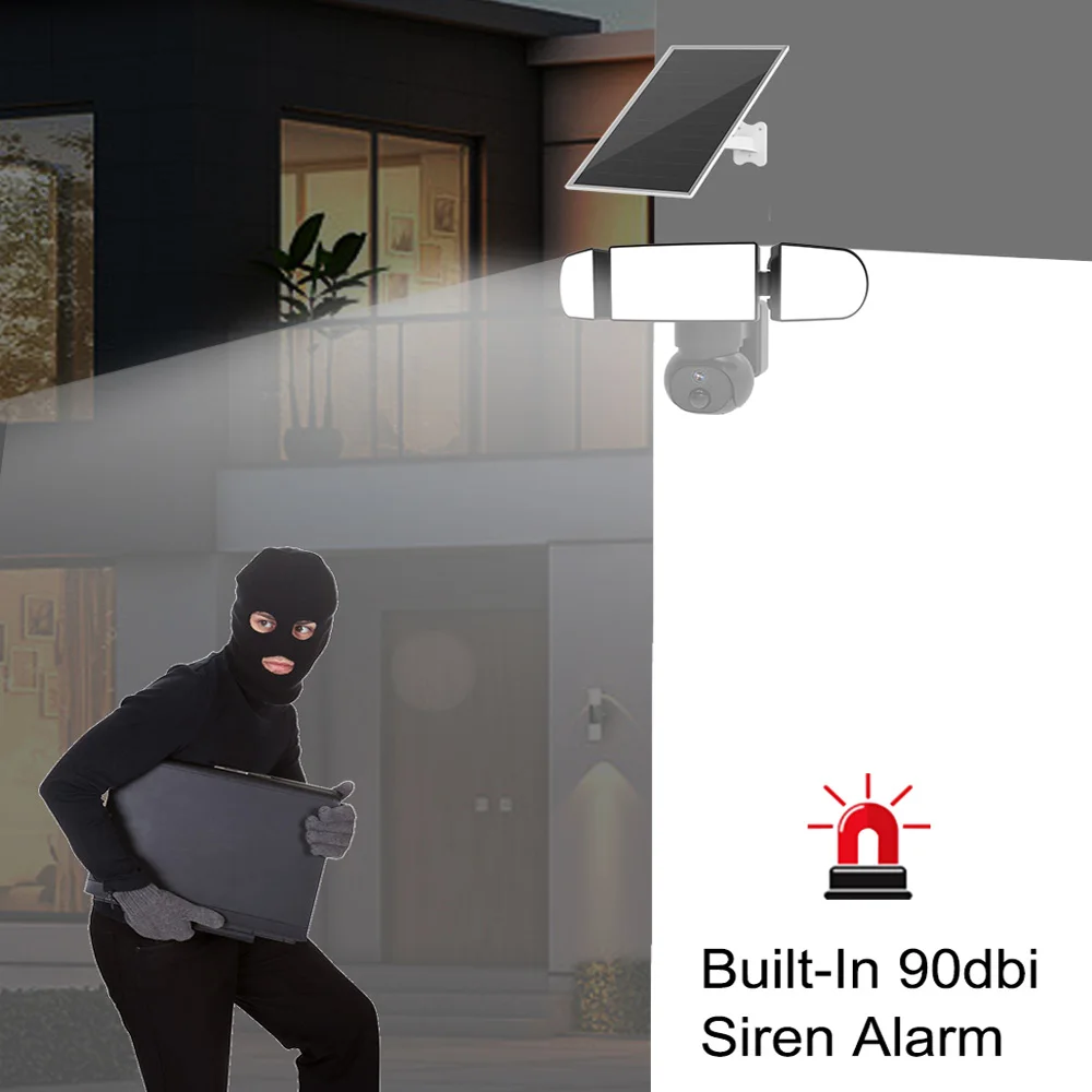 LCLCTEK 4MP Auto Tracking Solar PTZ Camera With 1500 Lumens Outdoor IP65 Waterproof Floodlight Garden Light PTZ Camera
