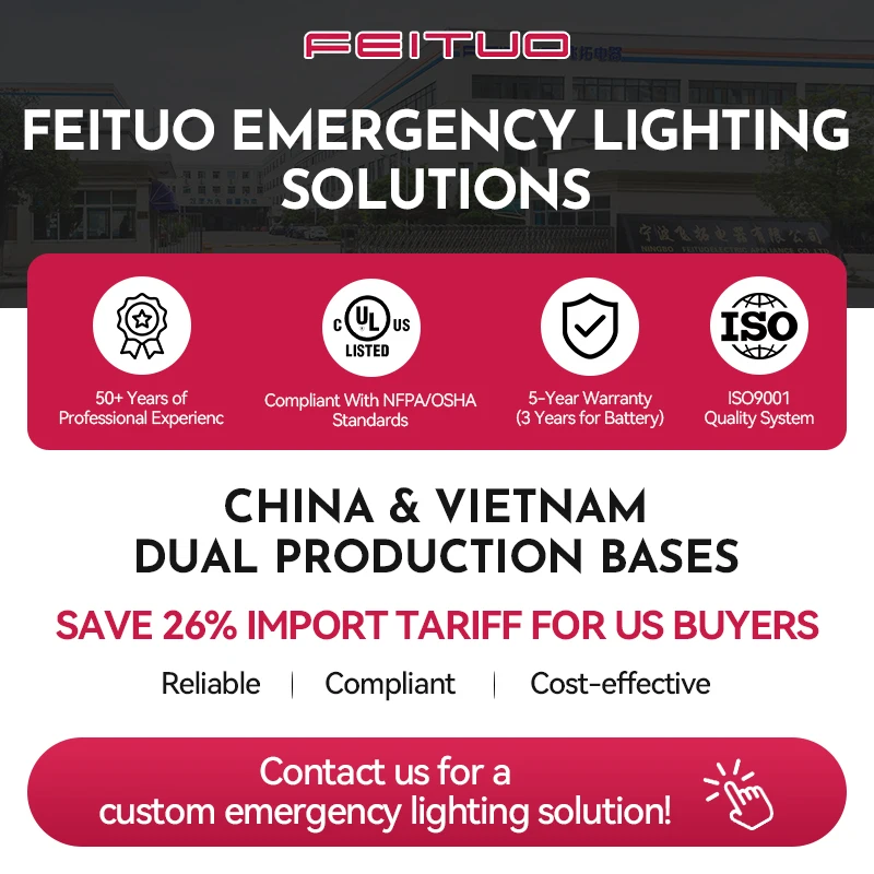 FEITUO High Brightness JELEX2RM UL Listed Acrylic LED Arabic Exit Sign Light for Commercial Building Safety and Evacuation