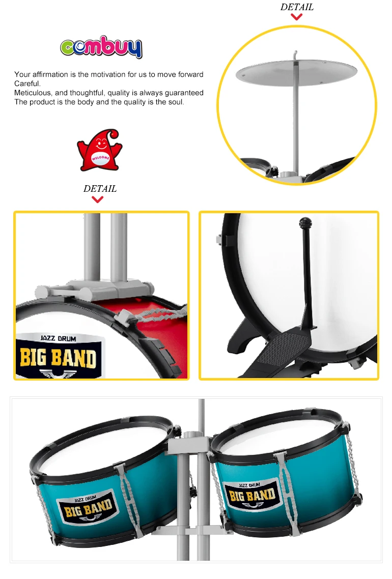 Kids Playing Instrument Music Toys Jazz Drum Set with Chair