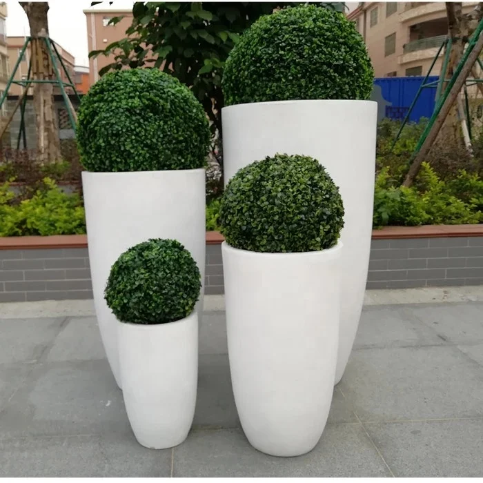 Factory Large Round Smooth Fiber Clay Garden Flower Pots