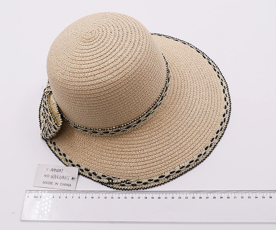 Wholesale new design summer wide brim knitted hat fashion girl ladies beach knitted hat