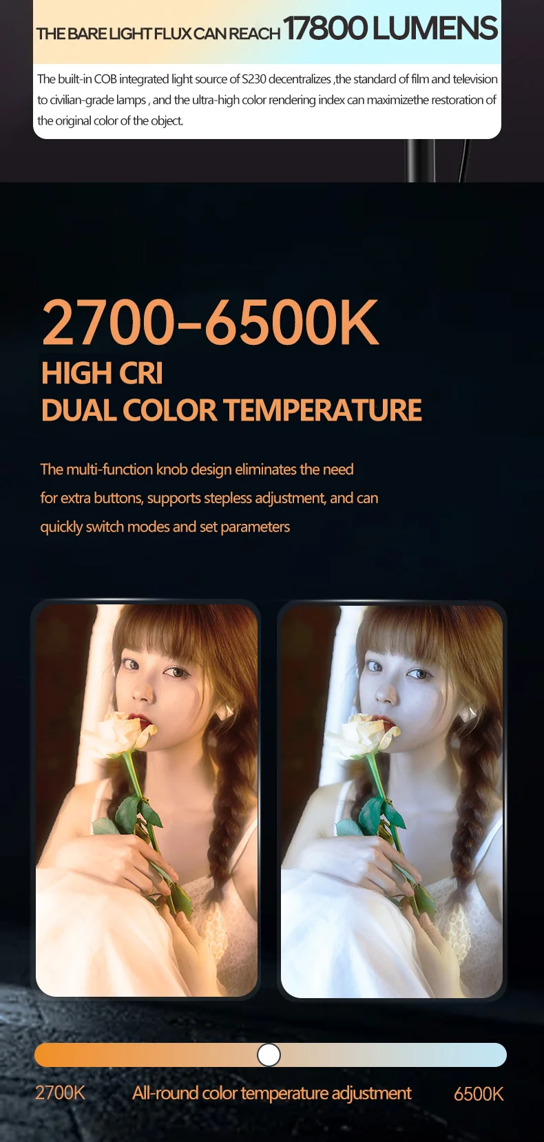 2700-6500k High Brightness LED Lights for Photography & Live Broadcast