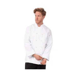 For Unisex Bordeaux Silk Chef Coat with Embossed Printing
