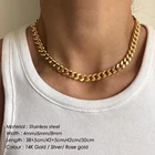 Necklace 14k Gold Cuban Chain Necklace Necklace EManco Cuban Link Chain Necklace Stainless Steel Choker Women Gifts 14k Gold Thick Chain Mens Jewelry