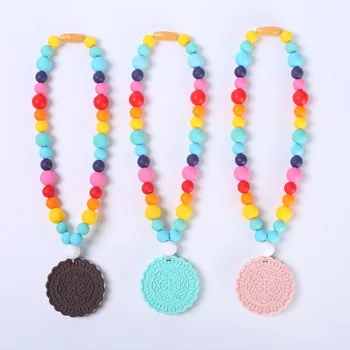 Best-Selling Teething Necklace Soft Food-Grade Silicone Teether Toy Necklace Gift for Boys and Girls