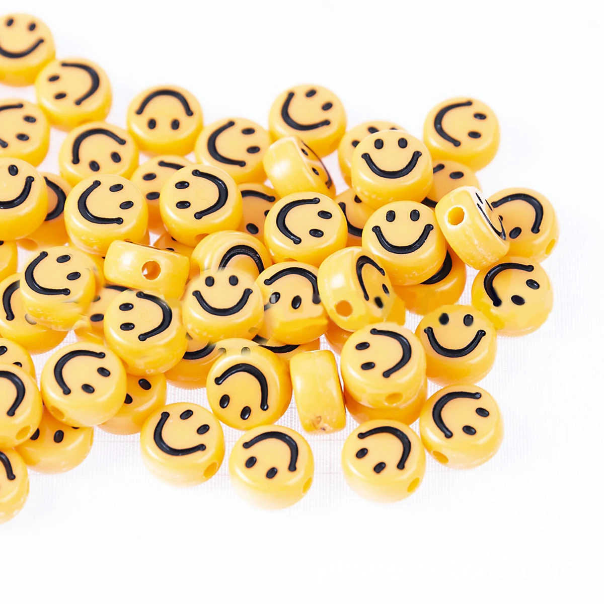 Source 3600 Pcs 4*7mm Oval Shape Yellow Smiley Beads Acrylic