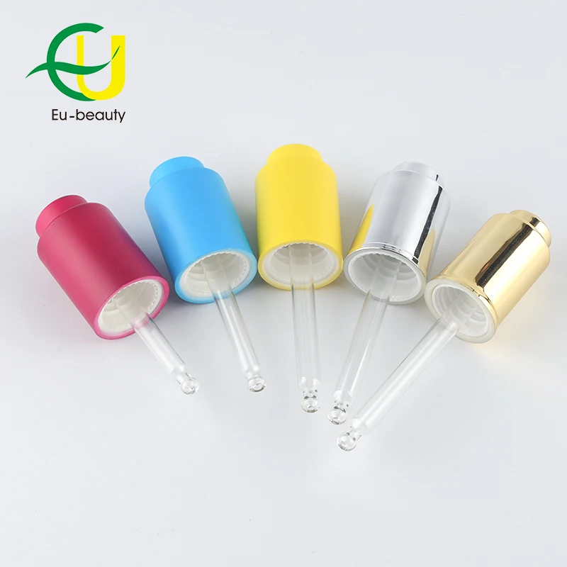 15ml 20ml 30ml gold silver glass cosmetic serum push button dropper bottle with dropper gold press button essential oil dropper/