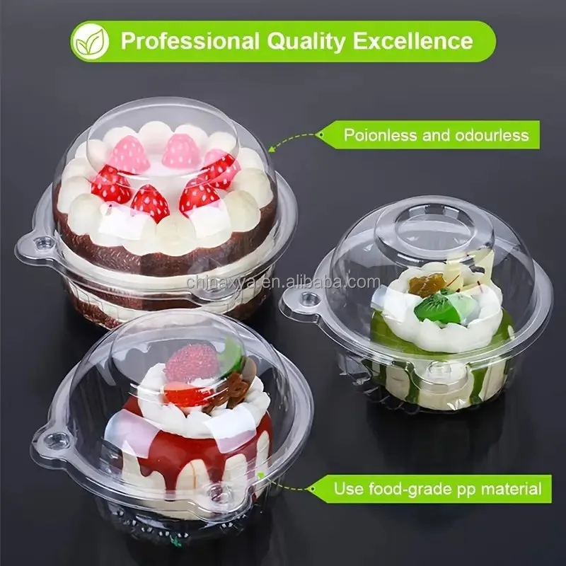 Food Grade Cat Head Designed Disposable Small  Plastic Round Cake box for Pastry Used details