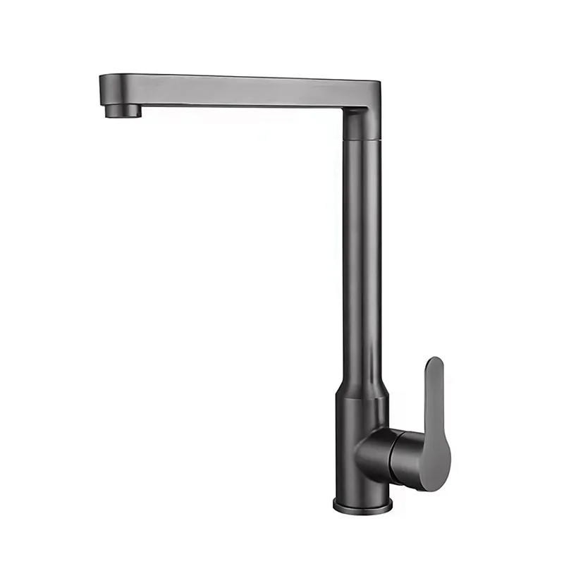 SUS304 Brushed Stainless Steel Modern Simple Single Handle Ceramic Valve Core Anti-splash Deck Mounted Hotel Use Kitchen Faucet