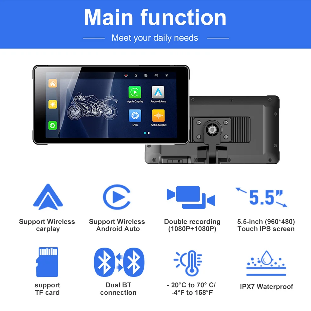 Carpuride W702 Écran Carplay sans Fil pour oto, Portable CarPlay et