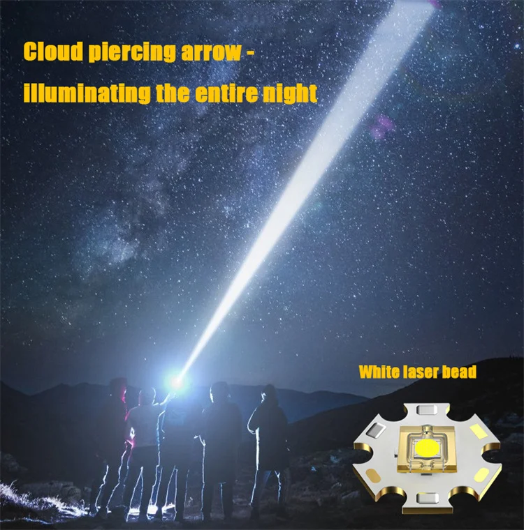 Telescopic Zoom Phosphor Strip Laser Flashlight Powerful Rechargeable