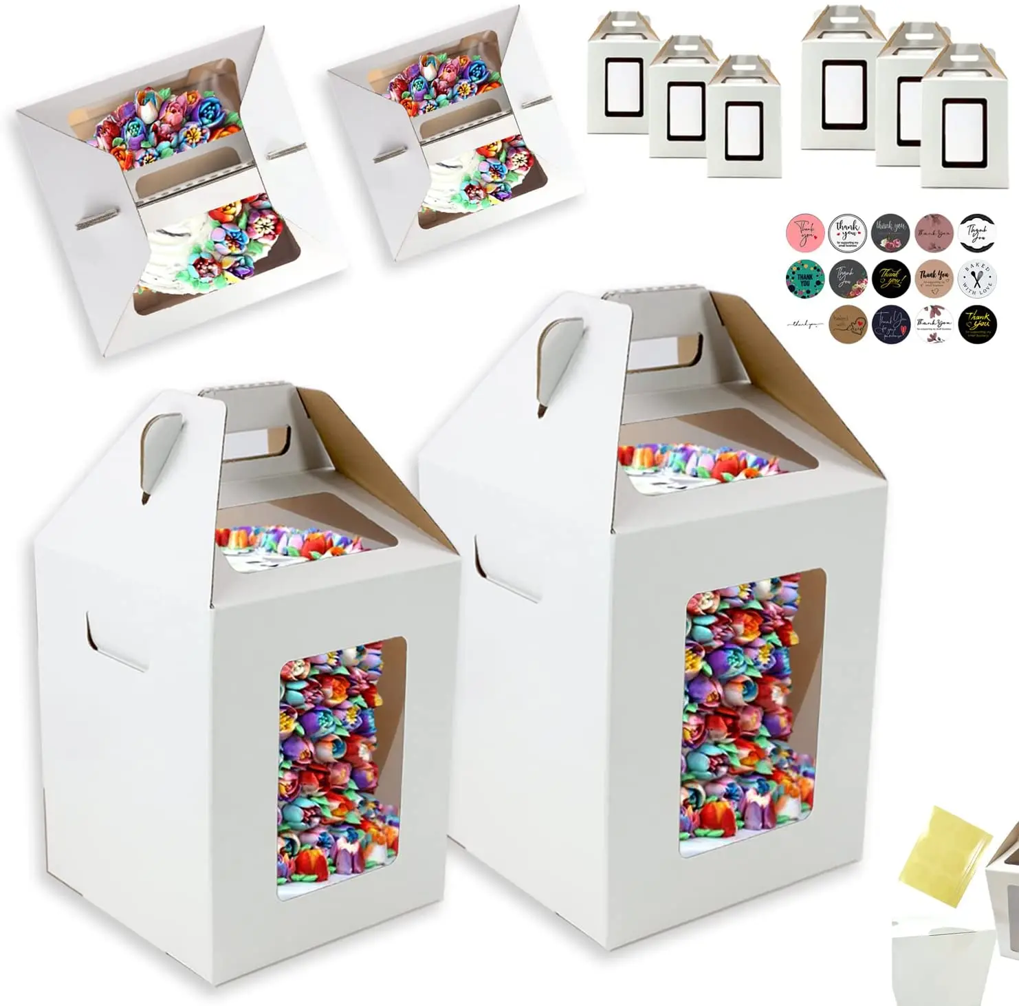 Large Cake Boxes 10 X 10 X 12 Tall Cake Boxes Cardboard 3 Tier Tall Cake Paper Box Packaging With Window 16 Inch