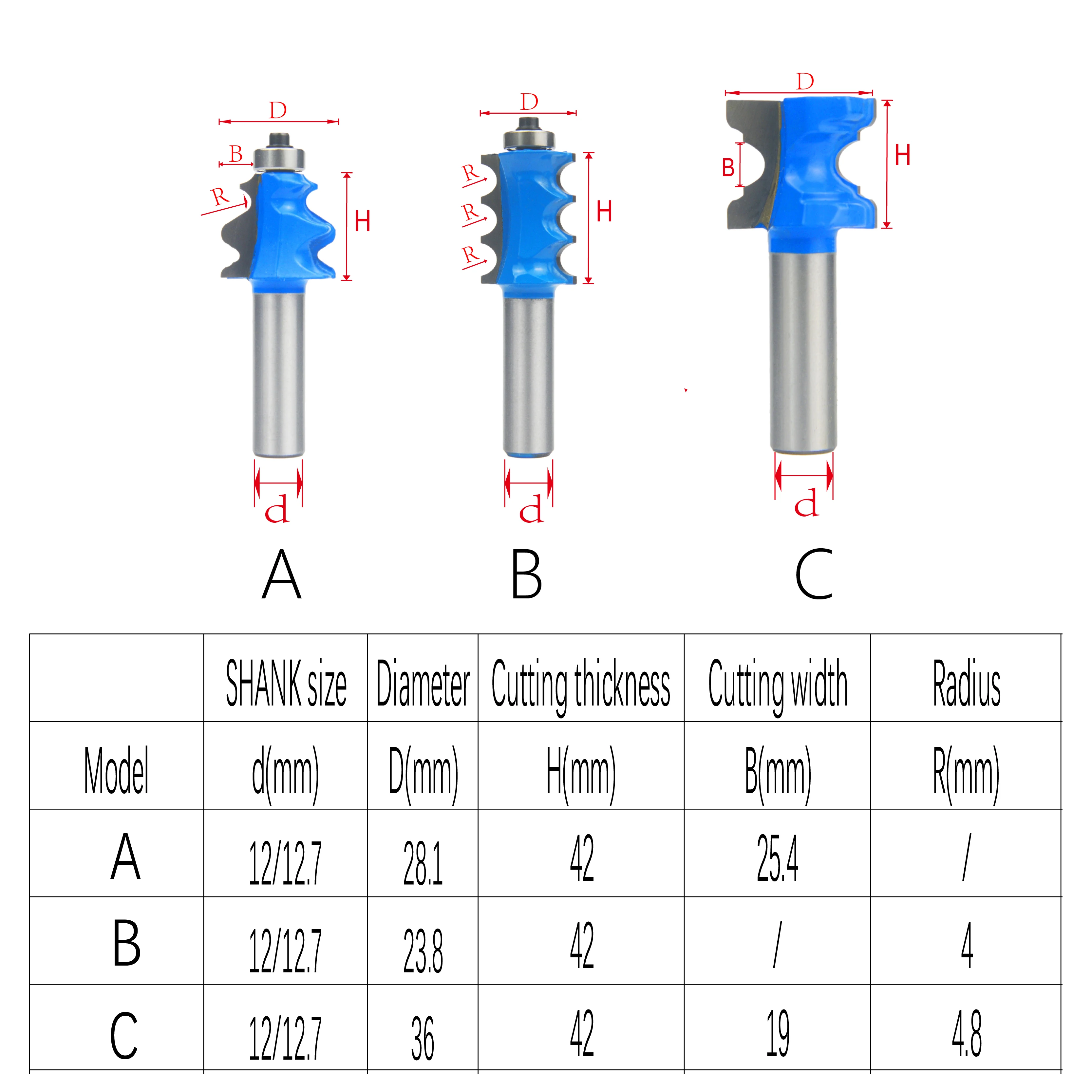 3pc Router Bits Set Milling Cutter Solid Carbide End Mills Cnc Router