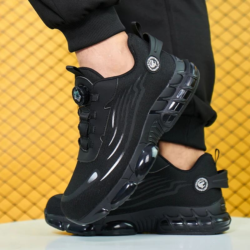 ZG918 Safety Shoes Factory  Dial Fastener Safety Shoes Men,  Black Twist Dial Lock  Safety Sneaker