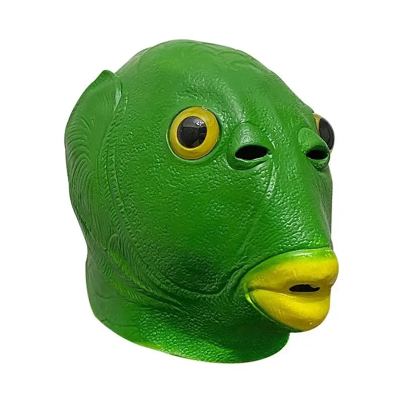 Green Fish Mask Funny Latex Full Head Realistic Masks Fancy Dress for Halloween Carnival Costume Party
