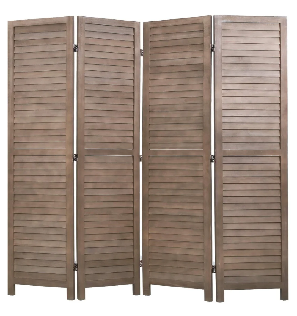 Room Divider Partition 4 Panel Privacy Screen 5.75 Ft Tall Privacy Wall Divider 68.9 x 15.75 Each Panel Folding Wood Screen for Home Office Bedroom Restaurant,Brown