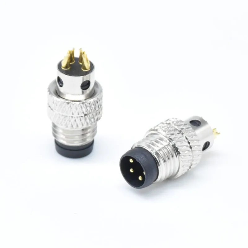 Ip67 Waterproof 4pin A Code Connectors Knurling m12 4-Pin Wire Cable Straight Male m12 Mold Connector