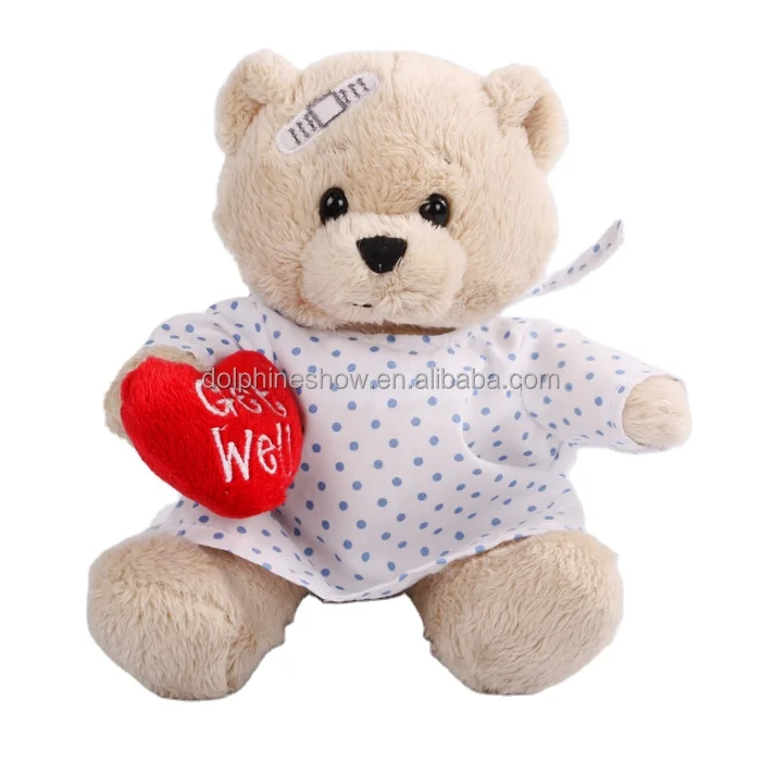Source get well soon hospital patient gifts teddy bear custom cute cartoon  nurse teddy bear plush toy with red heart on m.
