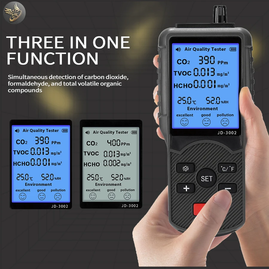 Moniteur de qualité de l'air, CO2 TVOC Température Humidité Détecteur de  qualité complet Équipement de test industriel JD-3002 pour l'industrie