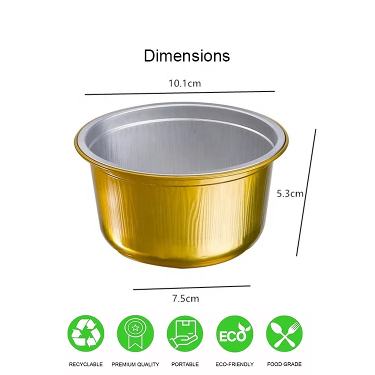 Disposable Premium Gold Round Recyclable Aluminum Foil Pan With Lids