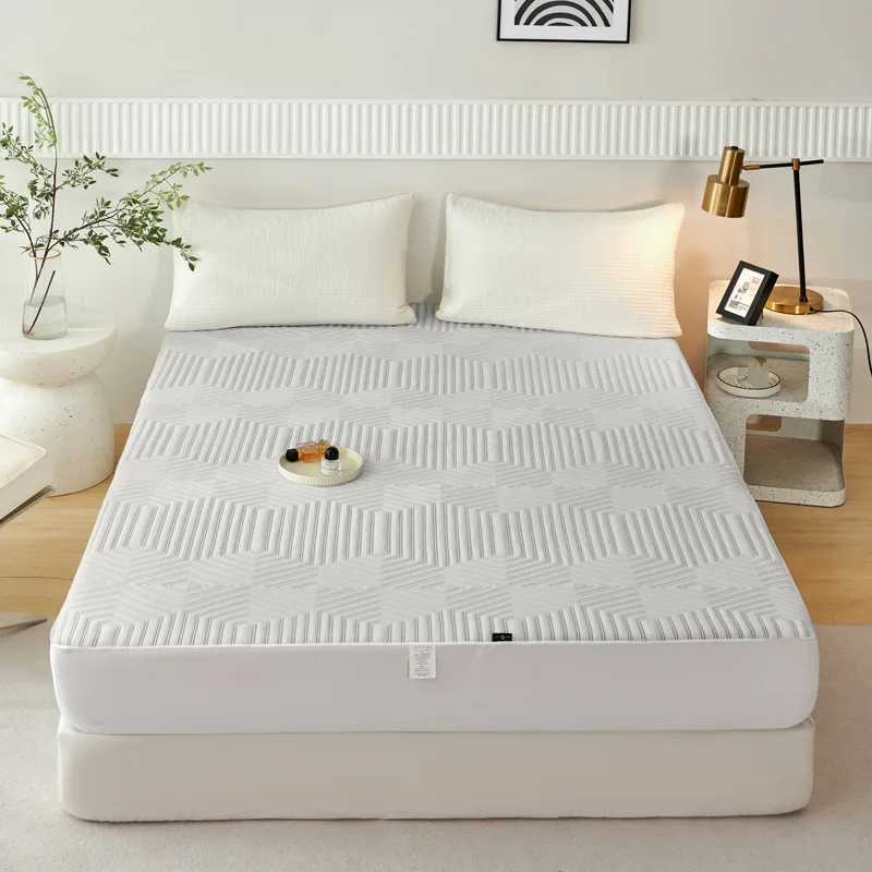 Anti Allergy Ultra Soft Breathable Bamboo Adjustable Electric Bed Frame Jacquard Mattress Protector With TPU Backing manufacture