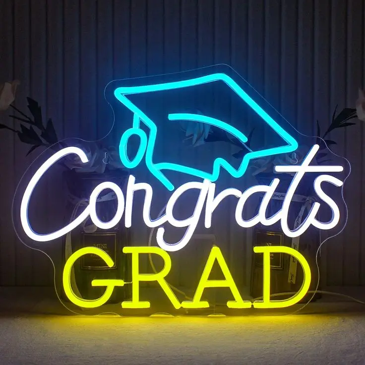 Congrats Grad Neon Sign LED Graduation Neon Light Congratulations Sign ...