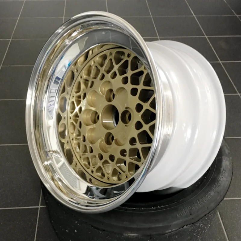 Bku Racing E30 Wheels - Forged Steplip 4x100 Gold Center