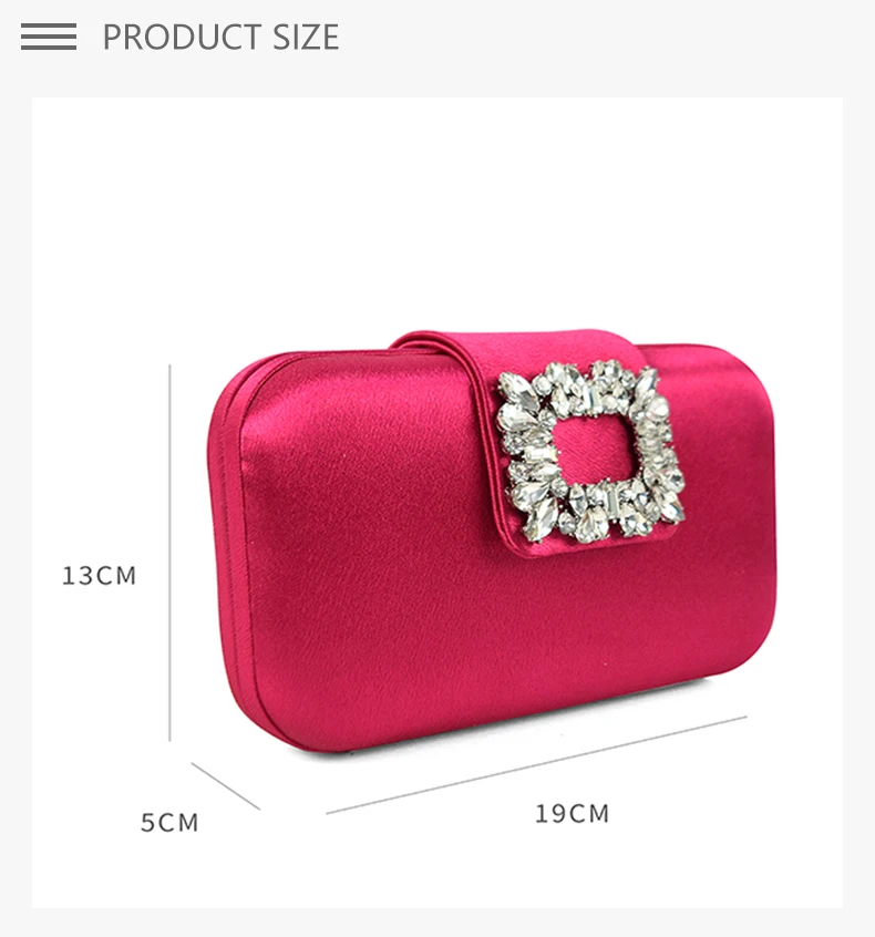Wholesale Luxury Diamond Rhinestone Buckle Satin Ladies Evening Bag