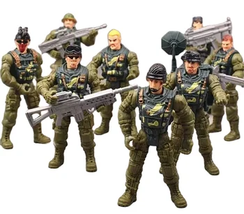 China Supplier Wholesale 8pcs/bag Cartoon Plastic Action Army Men Toys Soldier Movable Figures