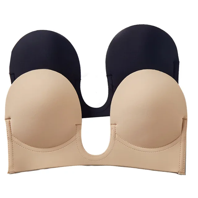 Silicone Plus Size Sticky Breast Push up Breathablestrapless Breast Self Lift Backless Invisible Lifting Adhesive Bra Woven