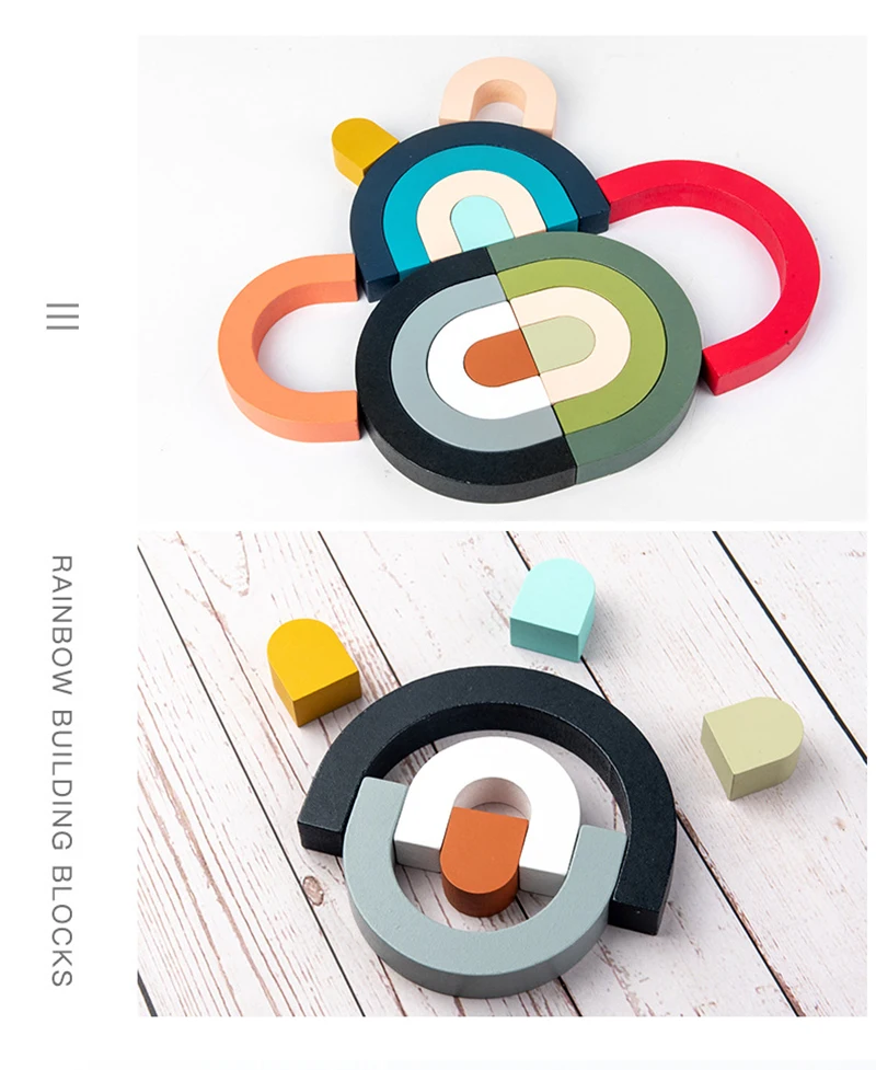 Large Wooden Rainbow Stacker Game Rainbow Stacking Toys Montessori