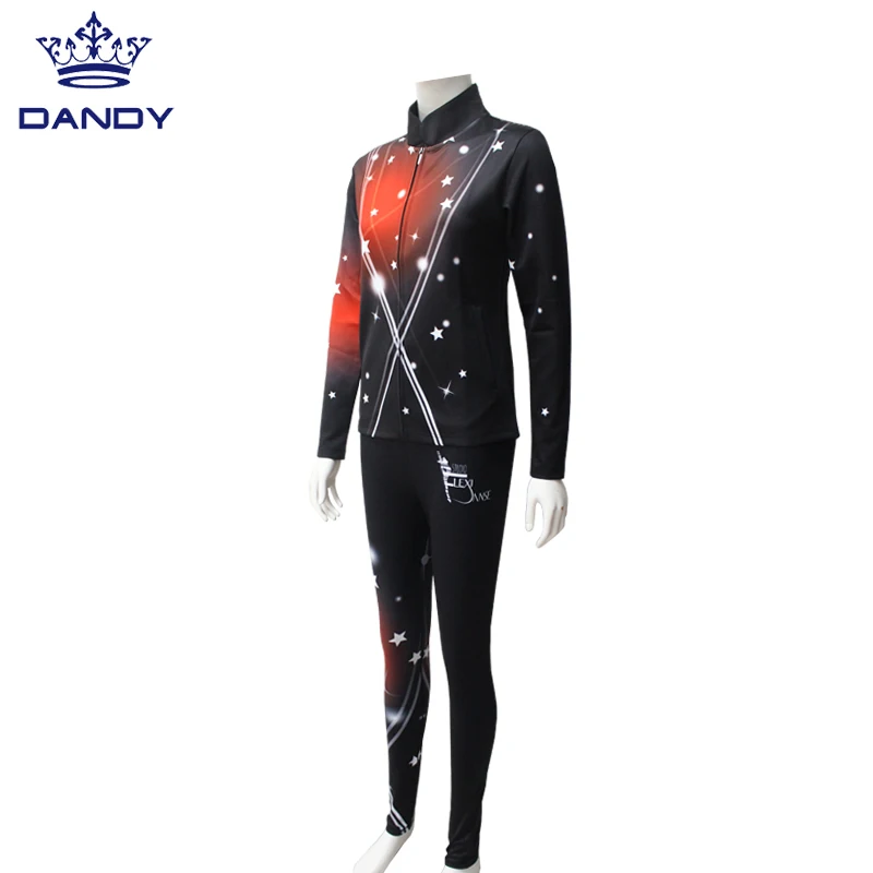 Newest Designs Customised Sublimation Girls Training Warm up Jackets OEM Team Cheerleading Warm up Tracksuits
