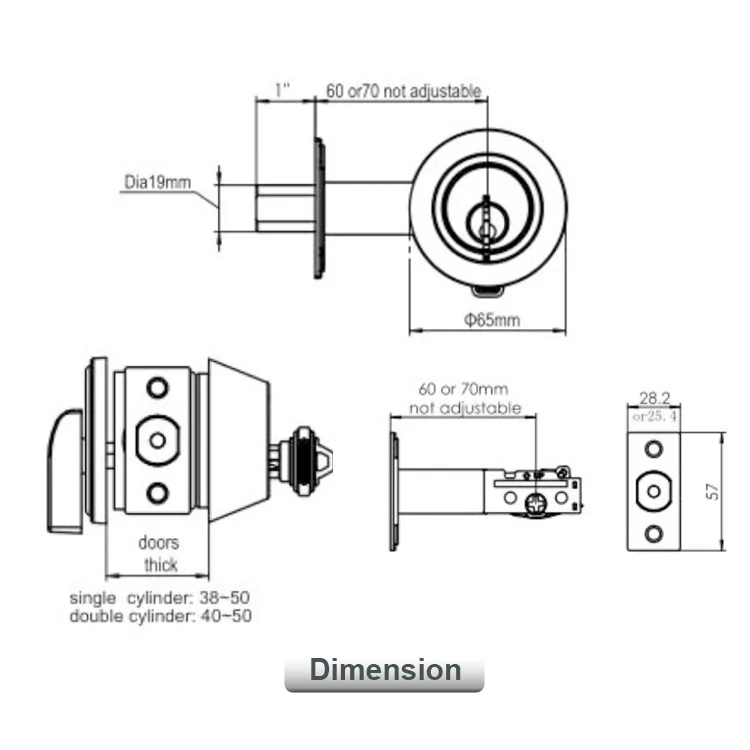 Standard Duty Commercial Satin Chrome Deadbolts Commercial Grade 2 Rim