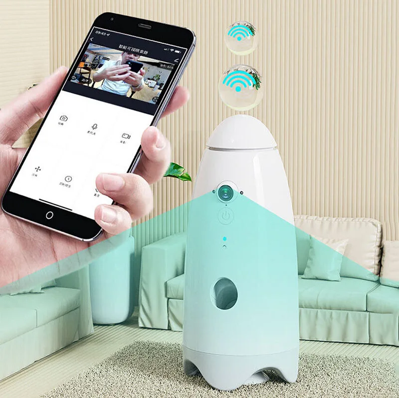 2023 New Arrival Wifi APP Remote Control Smart Pet Dog Cat Feeder 360 Degree Rotation Automatic Dog Treat Dispenser with Camera